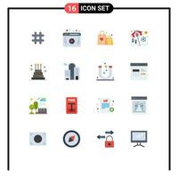 16 Creative Icons Modern Signs and Symbols of event cake love play umbrella Editable Pack of Creative Vector Design Elements