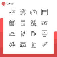 16 Thematic Vector Outlines and Editable Symbols of transport smart products public layout Editable Vector Design Elements