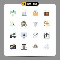 16 Flat Color concept for Websites Mobile and Apps suitcase love party briefcase folder Editable Pack of Creative Vector Design Elements