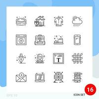 16 Thematic Vector Outlines and Editable Symbols of ux stop protection weather cloud Editable Vector Design Elements