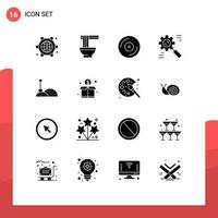 16 Solid Glyph concept for Websites Mobile and Apps construction effective ramen data business Editable Vector Design Elements