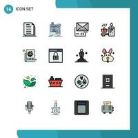 16 Creative Icons Modern Signs and Symbols of ads relaxation printing candle mail Editable Creative Vector Design Elements