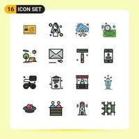 16 Creative Icons Modern Signs and Symbols of time investment shower budget estimate hosting server Editable Creative Vector Design Elements