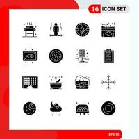 16 Creative Icons Modern Signs and Symbols of love film left security network Editable Vector Design Elements