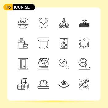 dieciséis temático vector contornos y editable símbolos de bolso seguridad dinero red computadora editable vector diseño elementos