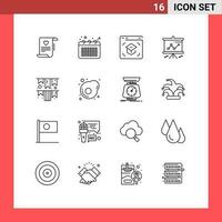 16 Thematic Vector Outlines and Editable Symbols of presentation chart note school learning Editable Vector Design Elements