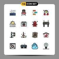 16 Universal Flat Color Filled Line Signs Symbols of representative customer chatting chat robot Editable Creative Vector Design Elements