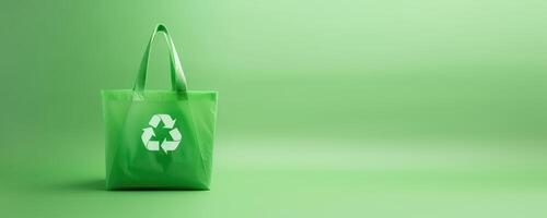 Eco Recycle Bag Concept with Copy Space, No Plastic Bag, Stop Using Disposable Package. photo