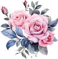 roses flowers watercolor ai generate png