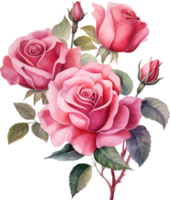 roses flowers watercolor ai generate png