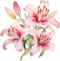 liljor blommor vattenfärg ai generera png