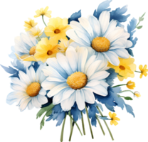 daisy blommor vattenfärg ai generera png