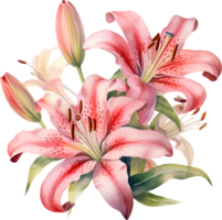 Lilies flowers watercolor ai generate png