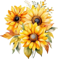 Sunflowers flowers watercolor ai generate png