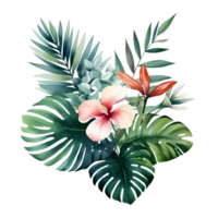 tropical leaf watercolor jungle ai generate png