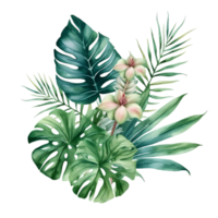 tropical leaf watercolor jungle ai generate png