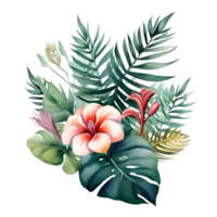 tropical leaf watercolor jungle ai generate png