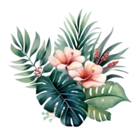 tropical leaf watercolor jungle ai generate png