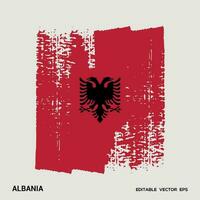 Albania bandera cepillo vector ataque, bandera de Albania en grunge cepillo ataque.