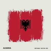 Albania bandera cepillo vector ataque, bandera de Albania en grunge cepillo ataque.