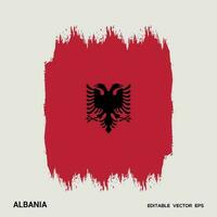 Albania bandera cepillo vector ataque, bandera de Albania en grunge cepillo ataque.