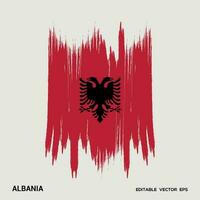 Albania bandera cepillo vector ataque, bandera de Albania en grunge cepillo ataque.