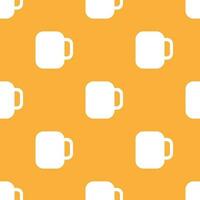 Simple vector beer background. Repetitive geometric beer icons. Seamless pattern with beer glasses on yellow background