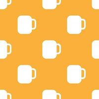 Simple vector beer background. Repetitive geometric beer icons. Seamless pattern with beer glasses on yellow background