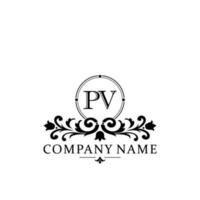 Initial letter PV simple and elegant monogram design template logo vector