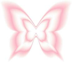 Stickers with a blurred Y2K effect.   Butterfly shapes in trendy retro style. Vector illustration.
