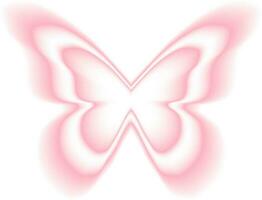 Stickers with a blurred Y2K effect.   Butterfly shapes in trendy retro style. Vector illustration.