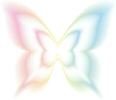 Stickers with a blurred Y2K effect.   Butterfly shapes in trendy retro style. Vector illustration.