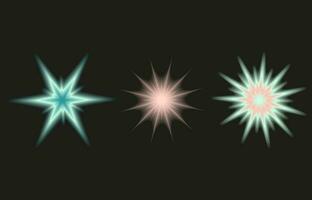 Y2k style shapes blurred gradient set. Aura aesthetic elements star, sun. Vector illustration