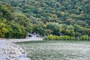 Dacha official on the shore of Lake Abrau. House on the shore of the lake. photo