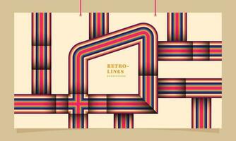 Retro lines background template copy space. Colorful vintage stripes backdrop design for poster, banner, landing page, brochure, magazine, cover, festival, or event. vector