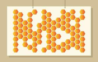 Orange hexagon background template copy space. Honeycomb shape backdrop design for poster, banner, cover, landing page, brochure, or magazine. vector