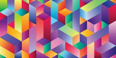 Colorful isometric cube background template copy space. Geometric 3d backdrop design. Rectangular graphic element for poster, wallpaper, banner, cover, magazine, landing page, or brochure. vector