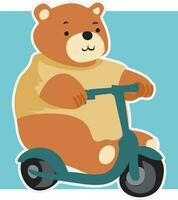 Adorable Teddy Bear on Motorcycle Cute Bear Design, Illustration Cartoon Character Funny, Graphic, Vintage Art for Kids Ride in Style with this Fun Retro Print. vector