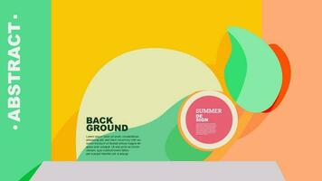 Colorful Summer banner product display cylindrical shape podium geometric poster design empty space. vector