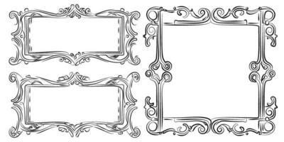 Hand drawn Ornate Vintage frames set of 3 collection bundle vector