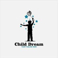 Child dreams logo designs concept vector, Kids Education logo symbol, Children Reaching star vector