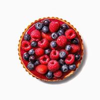 Delicious Mixed Berry Tart isolated on white background, photo