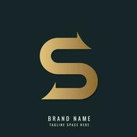 golden s alphabet brand logo vector