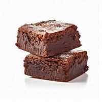 Delicious brownies isolated on white background, photo