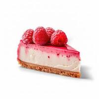 Delicious Raspberry Cheesecake isolated on white background, photo