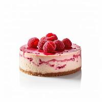 Delicious Raspberry Cheesecake isolated on white background, photo