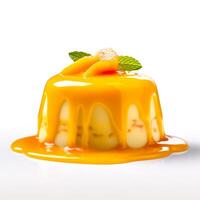 Delicious Mango Pudding isolated on white background, photo
