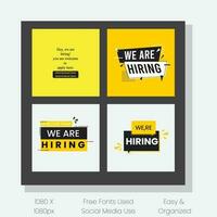 We are hiring job position social media post. Flat vector Design for web, apps and many more