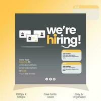 We are hiring job position social media post. Flat vector Design for web, apps and many more