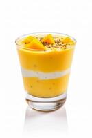 Delicious Mango Pudding isolated on white background, photo